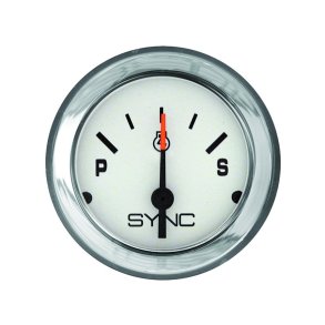GAUGE Dual Engine Synchronizer, White Face, Black Graduation, Chrome Bezel