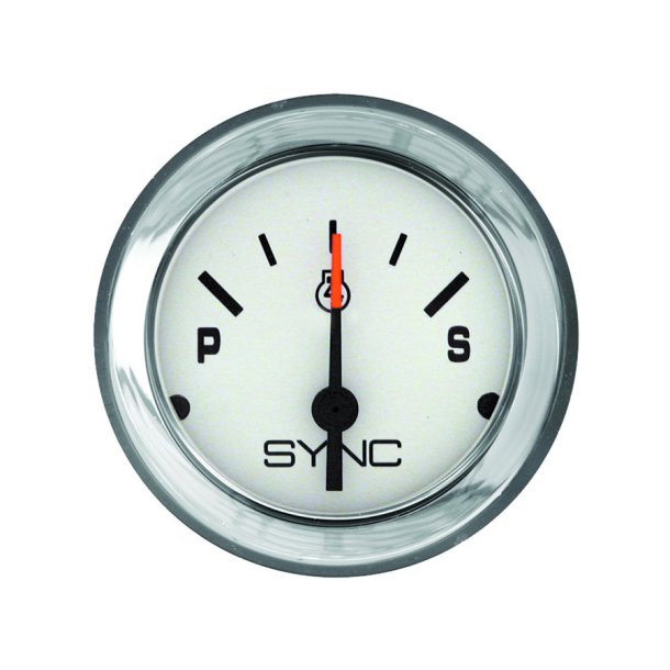 GAUGE Dual Engine Synchronizer, White Face, Black Graduation, Chrome Bezel