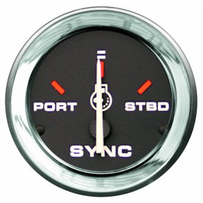 GAUGE Dual Engine Synchronizer, Black Face, Red Graduation, Chrome Bezel