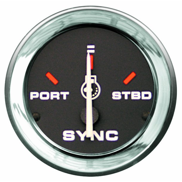 GAUGE Dual Engine Synchronizer, Black Face, Red Graduation, Chrome Bezel