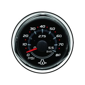 OIL PRESSURE GAUGE 0-80 PSI, Black (52mm)